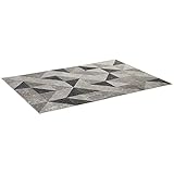 HOMCOM Teppich mit geometrischen Formen moderner Teppich für Schlafzimmer Wohnzimmer Küche Trenddesign Vliesbeschichtung Grau+Schwarz+Weiß 230 x 160