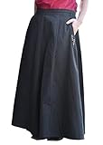 Battle-Merchant Mittelalterlicher Rock Damen Baumwolle | bodenlang und weit ausgestellt in div Farben S-XXL | Mittelalter LARP Kleidung Magd Wikinger (Schwarz, L)
