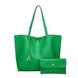 Taschen Nähen Anfänger Solide Quasten-Muttertasche, große Kapazität, eine Schultertasche, Einkaufstasche Fahrrad Taschen Hinten Schwarz (Green, One Size)