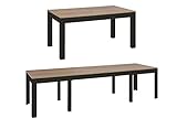 MPS groß praktisch Tisch WENUS 160-300x90x76cm Eiche Craft Schwarz 4-12 Personen Esstisch mit ausziehbarer Tischplatte auf 300 cm Modernes Design Rechteckiger T