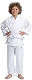 IPPONGEAR Beginner 2 Kinder Judoanzug Kampfsport Anzug inkl Gürtel [Größe 100 I Gummizug & Schnürbund an der Hose I 190gr/m² Stoffdichte] weiß