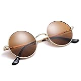 Pro Acme Retro Kleine Runde Polarisierte Sonnenbrille für Männer Frauen John Lennon-Stil (Goldene Rahmen | Braun Linse)