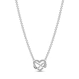 PANDORA Moments Funkelnde Unendlichkeits-Herz Collier-Halskette aus Sterling Silber mit Zirkonia Steinen, Größe 50cm, 392666C01-50