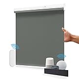 Allesin Wiederaufladbare Verdunklungsrollo ohne Bohren, B80 x H150 cm Anthrazit, Elektrische Rollo Innen, 100% Verdunkelung Sonnenschutz Smart Rollo mit Fernbedienung Kompatibel Alex