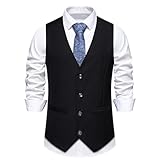 BXUGY Weste Herren Business Arbeits Casual Basicweste Slim Fit Gutaussehend Mode Anzugweste Bankett Temperament Trend Abschlussball Blazerweste C-Black S
