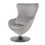 Mingone Sessel Modern Cocktailsessel Samt Loungesessel mit Kissen Lesesessel Einzelsessel Drehbar Stuhl Relaxsessel für Wohnzimmer Schlafzimmer Retro-Design (Hellgrau)