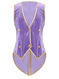 Vxuxlje Zirkus Dompteur Mantel Ohne Ärmel Jacke Uniform Aus Samt Kostüm Für Wettbewerbsauftritte Halloween Cosplay Lila 158-164