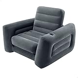Intex 66551NP Pull-Out Chair, Entspannen, Armlehne, Platzsparend, PVC, RAYON, Schwarz, 117x224x66