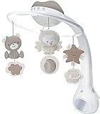 Infantino 3-in-1 Projector Musical Mobile in Grau – Mobile, Tisch- & Kinderbettlampe und Sternprojektor für Babys – Mit beruhigenden Melodien und Naturg