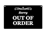 Stilvolles Hängeschild mit Gravur 'Sorry Out of Order', wasserdichtes Acrylschild, Lieferung mit Schnur (schwarz)