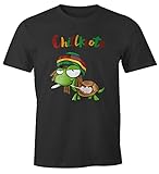 MoonWorks® Herren T-Shirt Chillkröte Schildkröte Rastafrisur Joint Comic Stil Fun-Shirt Spruch lustig anthrazit 4XL