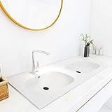 Einbau-Doppelwaschbecken, ZEYUAN Aufsatzwaschbecken, Bathroom Sink, Waschtisch, Ablaufgarnitur, Aufsatzbecken, 1205x460x145 mm SMC Weiß