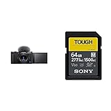 Sony Vlog-Kamera ZV-1 (Digitalkamera, 24-70mm, seitlich klappbares Selfie-Display für Vlogging & YouTube, 4K Video) + Speicherk