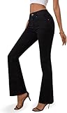 OFLUCK Damen-Jeans mit zerrissener hoher Taille, ausgefranster Saum, normale Passform, Boyfriend-Denim-Hose mit Loch, Yw1016-black, 36