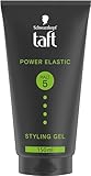 Schwarzkopf TAFT Gel Power Elastic (150ml), Haargel für bis zu 48 Stunden starken Halt, sanft zum Haar und zur Kopfhaut, veganes, Haarstyling-G