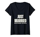 Just Married Honeymoonin' no chill Brautpaar Brautpaar T-Shirt mit V