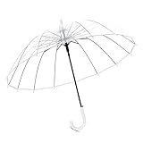 ThreeH Automatische Transparent Regenschirm Sturmfest Kuppel Leichter Stock Regenschirm für Hochzeit Braut Frauen,Weiß