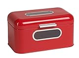 Echtwerk Brotkasten, Retro-Brotbox aus Metall mit Sichtfenster, Platzsparende Aufbewahrungsbox, Brotkorb mit Deckel, “rot“, 30 x 20 x 16.5