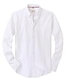 J.VER Oxford Herren Hemd Regular Fit Hemd Langarm Bügelleicht Casual Hemd aus Oxford Button Down Hemd Freizeithemd mit Tasche,Weiß,M