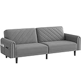 Yaheetech Schlafsofa 200cm Breit, 2/3 Sitzer Sofa mit Schlaffunktion, Schlafcouch mit 3 Verstellbarem Winkel, Ideal für Wohnzimmer, Dunkelg