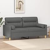 SECOLI Sofa 2 sitzer mit Zierkissen Sofa 2er Couch 2 sitzer 2er Couch Stoff Sofa Sofa 2 sitzer klein für Wohnzimmer/Schlafzimmer/Büro/Wohnung-Dunkelgrau-2-sitzer:140