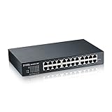 Zyxel 24-Port Gigabit Switch | Smart Managed | Desktop/Rackmontage und lüfterloses Design | VLAN, IGMP, QoS [GS1900-24E]