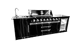 Outdoor Küche BBQ, Außenküche mit Gasgrill, Outdoor Küche in schwarz (hochglanz), 2630 x 580 x 1190