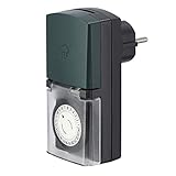 Hama Zeitschaltuhr Steckdose, mechanisch, für Außenbereich (analog, 30 Minuten Intervalle, kompakt, Schaltuhr, Steckdosen-Zeitschaltuhr, Zeitschaltuhr außen analog, Zeituhr Steckdose) schwarz/grü