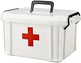 WANGZAIZAI multifunktionaler Erste-Hilfe-Kasten Medizinbox für Zuhause, zur Aufbewahrung der häuslichen medizinischen Versorgung, zwei Etagen Kunststoff, 9.25x6.49x5.31inch / 23.5 * 17.5 * 13.5