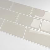 Alwayspon 3D-Vinyl-Wandfliesenaufkleber, selbstklebend, wasserdicht, Spritzschutz für Küche, Badezimmer, Wand, 30,5 x 15,3 cm, Beige, 10 Bög