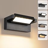 Wandleuchte Außen Innen 22W LED,Außenleuchte Außenlampe Wand,IP65 wasserdichte Außenwandleuchte 3000K Warmweiß Aussenleuchte,Wandlampe mit 350° Schwenkbar Panel für Garten Terrasse Balkon Schw