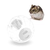 Relaxdays Hamsterball, Ø 18,5 cm, Laufkugel für Hamster & Mäuse, Kunststoff, Nagerspielzeug zum Laufen, transparent/weiß