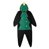 chhoioia Bodysuit für Damen, Weihnachtsbaum-Kleidung, Schlafanzug mit Kapuze und Reißverschluss, allgemeine Kleidung für den Alborno Herren, grün, XL