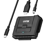 UNITEK SATA IDE zu USB C Festplattenadapter Konverter für universelle 2,5'' 3,5'' HDD/SSD Externe Festplatten, Ein-Tasten Backup Funktion und mit 12V 2A Netzadap