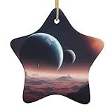 Space Planet Premium Keramik Stern Ornament Weihnachten Keramik Ornament für Festliche und Party Dek