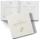 Tiny Trees® Baby Tagebuch - Mein erstes Jahr I Bunny Design I 51 Seiten - Fotoalbum - Tagebuch für werdende Mütter | Baby-Meilensteinbuch mit Stammbaum & monatlichen Geburtstagen - In Geschenkbox