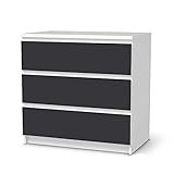 Möbelfolie selbstklebend passend für IKEA Malm Kommode 3 Schubladen I Möbeldeko - Möbel-Aufkleber Folie Tattoo I Wohndeko für Esszimmer und Wohnzimmer - Design: Grau Dark