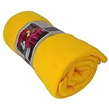 Fleecedecke Polarfleece versch. Unifarben 130x170cm Wohndecke Schlafdecke Decke, Farbe:gelb