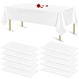10 Packungen weiße Tischdecke für rechteckige Tische Weiße Einweg-Tischdecken aus Kunststoff für Geburtstagsfeier, Hochzeit, Empfang, Brautduschen, Babyparty