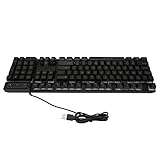Goshyda Mechanische Gaming-Tastatur, Kabelgebunden 104 Tasten Ergonomische USB-Gaming-Tastatur mit Einstellbarem RGB-Beleuchtungseffekt, für Heimbüro-Laptop-Arbeitsspiele, QWERTY-Layout (Schw