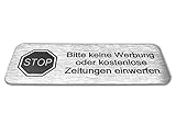 69home Briefkastenschild Bitte keine Werbung - Hinweisschild klein mit Gravur aus Edelstahl gebürstet - 85 x 30 mm - Premiumqualität - selbstklebend &