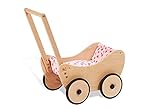 Pinolino Puppenwagen Trixi, aus Holz, inkl. Bettzeug und Bremssystem, Lauflernhilfe mit gummierten Holzrädern, für Kinder von 1 – 6 Jahren,