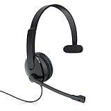CSL - Mono Headset mit Mikrofon für kristallklare Anrufe, Headset mit Stummschaltfunktion, 3,5mm Klinkenstecker, für Call-Center, Skype, Zoom, Schw