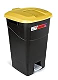 Tayg - Abfallbehälter 60 Liter mit Pedal, schwarzem Boden und gelbem Deckel,