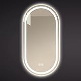 Smart Spiegelbad, Wandmontierter Ovaler Spiegel mit Beleuchtung Dimmbare Beleuchteter Badezimmerspiegel Antibeschlag-Touch-Schalter (Größe : 50 * 100cm)
