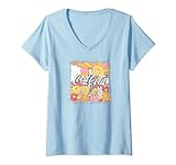 Damen Coca-Cola Retro Sunlight & Flowers Poster T-Shirt mit V