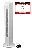 Jung TV01 Ventilator leise 78cm, 50W, Turmventilator weiß, ENERGIESPAREND, 75° Oszillation, Lüfter Standventilator für Schlafzimmer, Lautstärke max 48dbA, 3 S