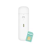 ZTE MF833U1, CAT4/4G USB-Dongle, entsperrt, kostengünstig, 150 MBit/s, Multiband-Konfiguration, mit 2 Jahren Garantie und kostenloser Smarty-SIM-Karte, Weiß
