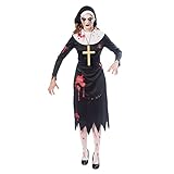 amscan 9902706 Gruselige Nonne Zombie-Kostüm, Größe 44-46, Schwarz, Women: 16-18