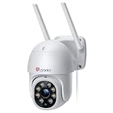 ctronics PTZ Überwachungskamera Aussen,1080P Kabellose IP WLAN Outdoor Kamera mit Automatische Verfolgung, 30m Nachtsicht in Farbe, 2-Wege Audio, IP66 Wasserdicht, Unterstützt 64GB SD